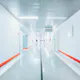 A sterile hospital corridor, which is a common setting for clinical trials