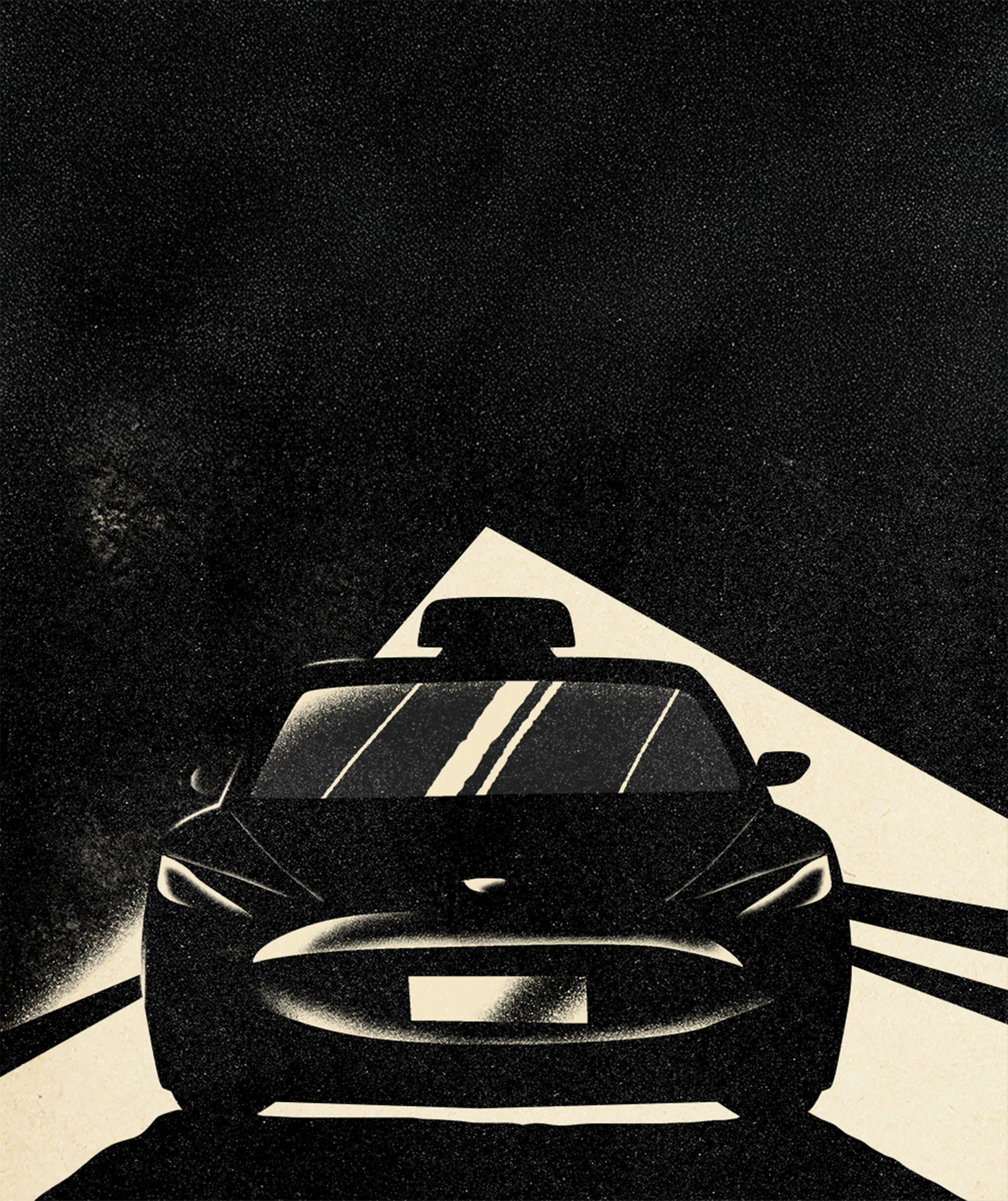 Illustration of a car by night.