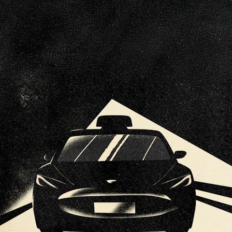 Illustration of a car by night.