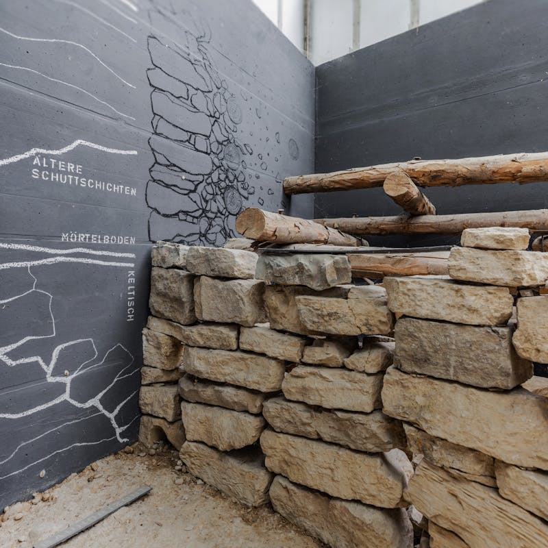 View of the exhibition design featuring Celtic finds.