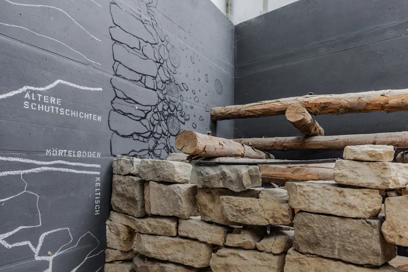 View of the exhibition design featuring Celtic finds.