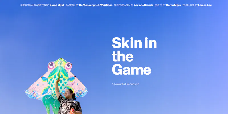 Skin in the Game, Poster. Woman with flying kite.