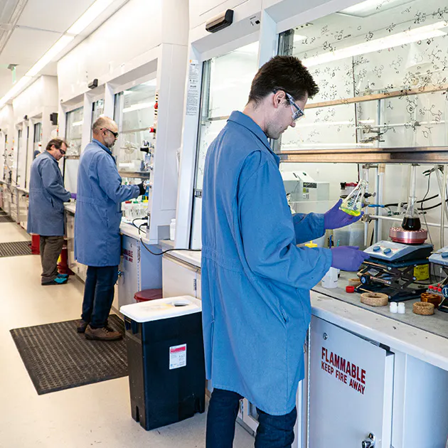 From raw building blocks to potential medicines. Scientists in the chemical biology department carry out the painstaking chemistry needed to create compounds with therapeutic potential.