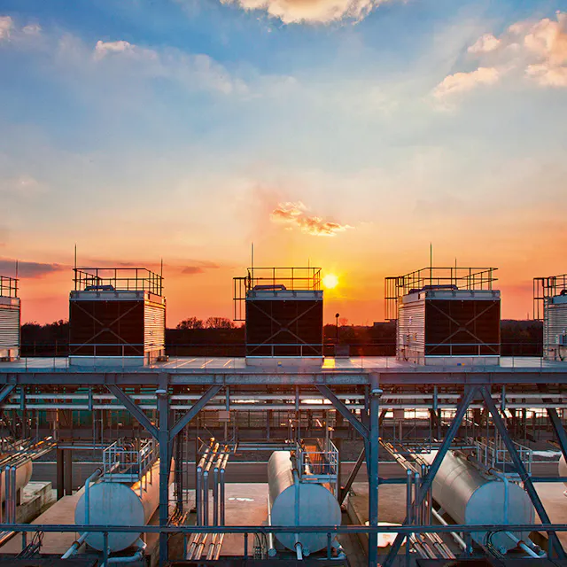Sunset over a Google data center in Belgium.