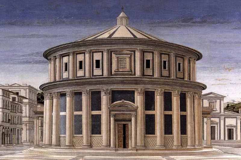 Historic drawing of roman building