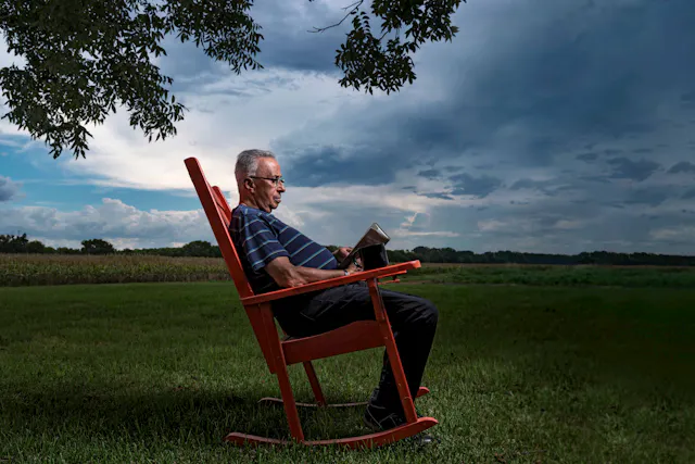 Vans likes to sit in his backyard with a good biography