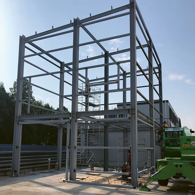 Once the structure was erected, the team had to make another heavy lift ...