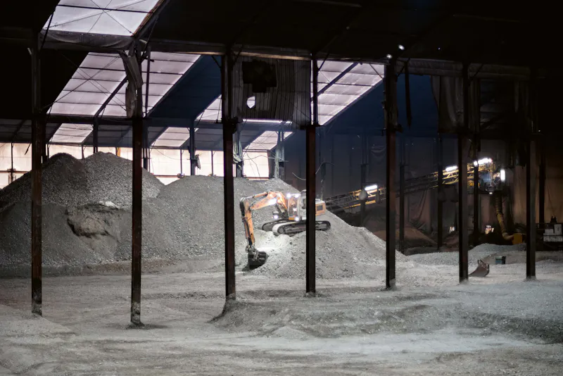 Excavated material with varying levels of contamination. 