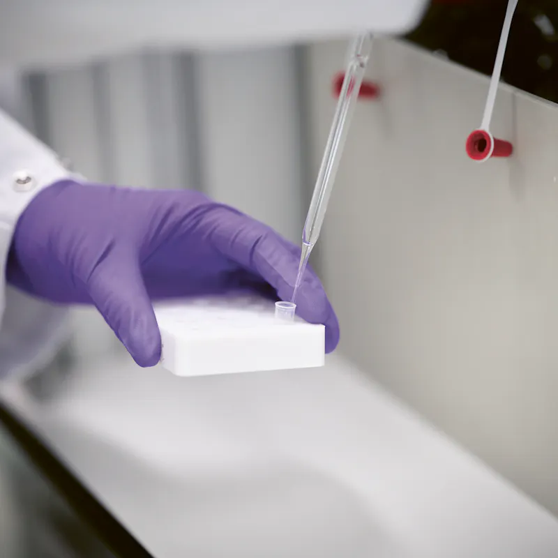 ...place the specimen into a barcoded vial.