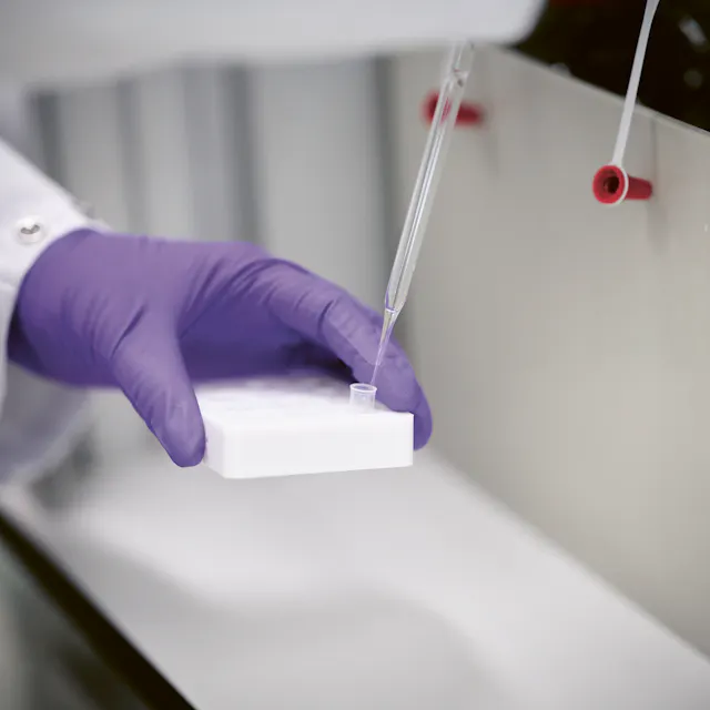 ...place the specimen into a barcoded vial.