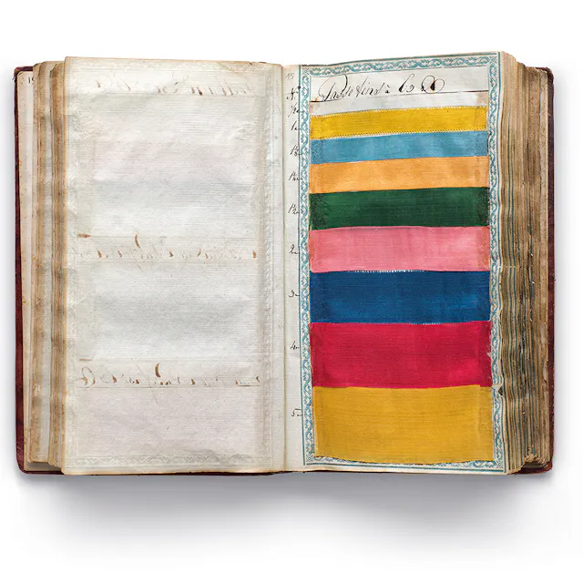 Ribbon factory of Emanuel Hoffmann, between 1770 and 1780, the oldest pattern book.