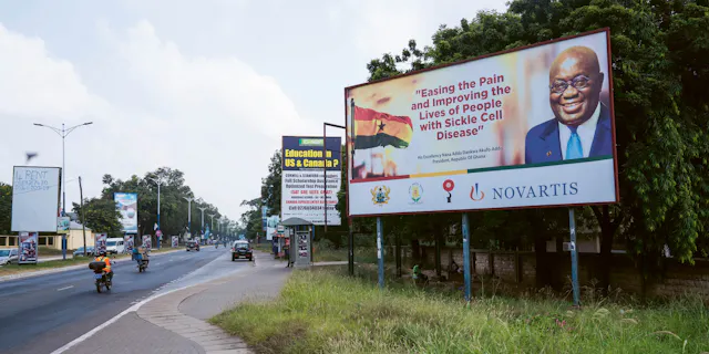 Novartis poster on a street in Ghana.