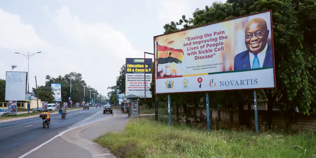 Novartis poster on a street in Ghana.