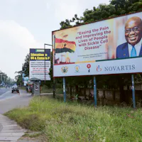 Novartis poster on a street in Ghana.