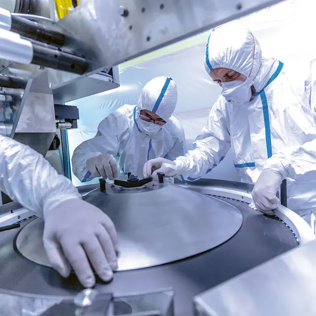 Setting up the machine.