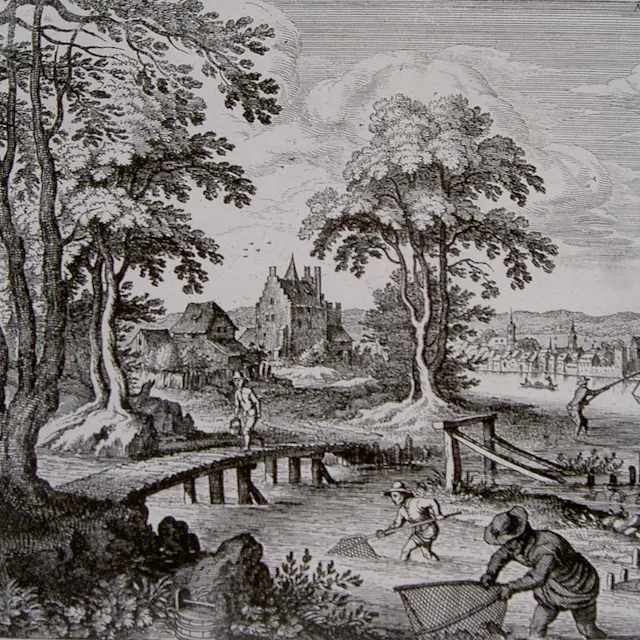 Die Wiesemündung, Stich von Matthäus Merian.