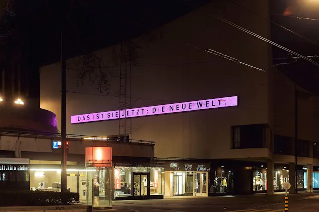 Theater Basel during night.