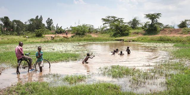 Kids Swimming Swamp Kenya - Drug development efforts of Novartis in malaria