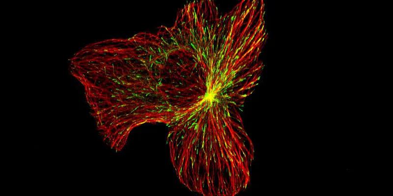 The internal structure of a migrating cancer cell