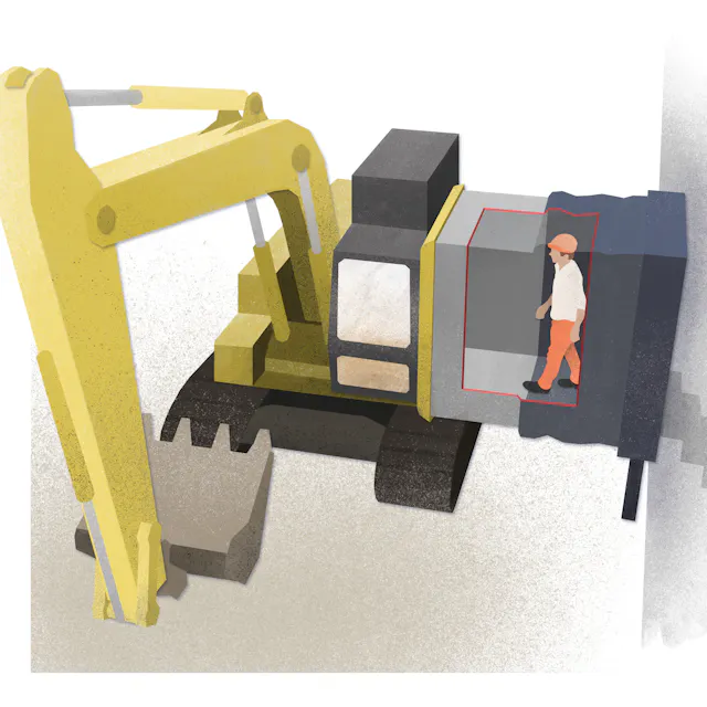 Airlock between the outside area and the inside of the marquee to safely let the driver of the excavator in and out.