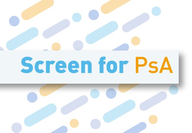 A graphic with "Screen for PsA" overlaid.