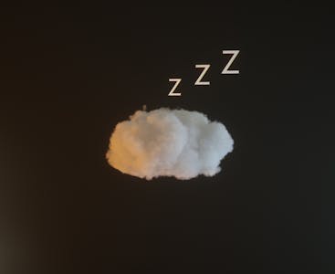 A bit of fluff in the shape of a brain on a dark background with Zs above, symbolizing sleep.