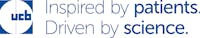 UCB logo with slogan 'Inspired by patients. Driven by science.'