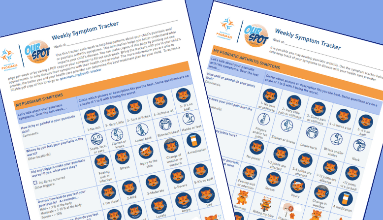 12 & under kids weekly psoriatic disease symptom tracker