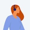 A graphic of a woman with headphones on.