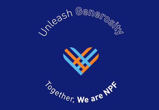 Graphic with text "Unleash Generosity - Giving Tuesday - Together, We are NPF".