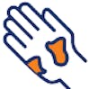 Icon of a hand with psoriasis on it.