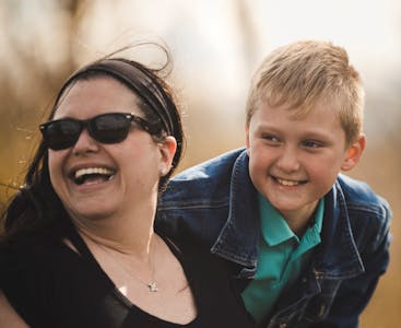 Zack Harrison and his mom enjoying the outdoors.