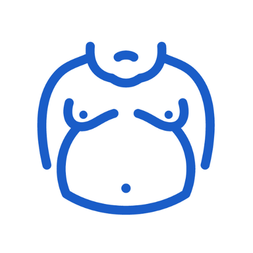 Icon graphic of an overweight person.