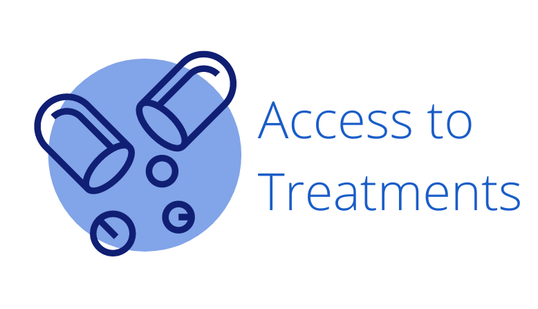 Medication icon next to text "Access to Treatments".