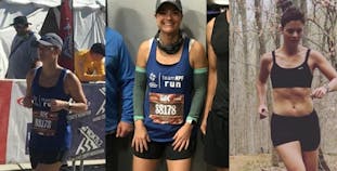 Jennifer Kerner in three photos of her running and training for Team NPF. 