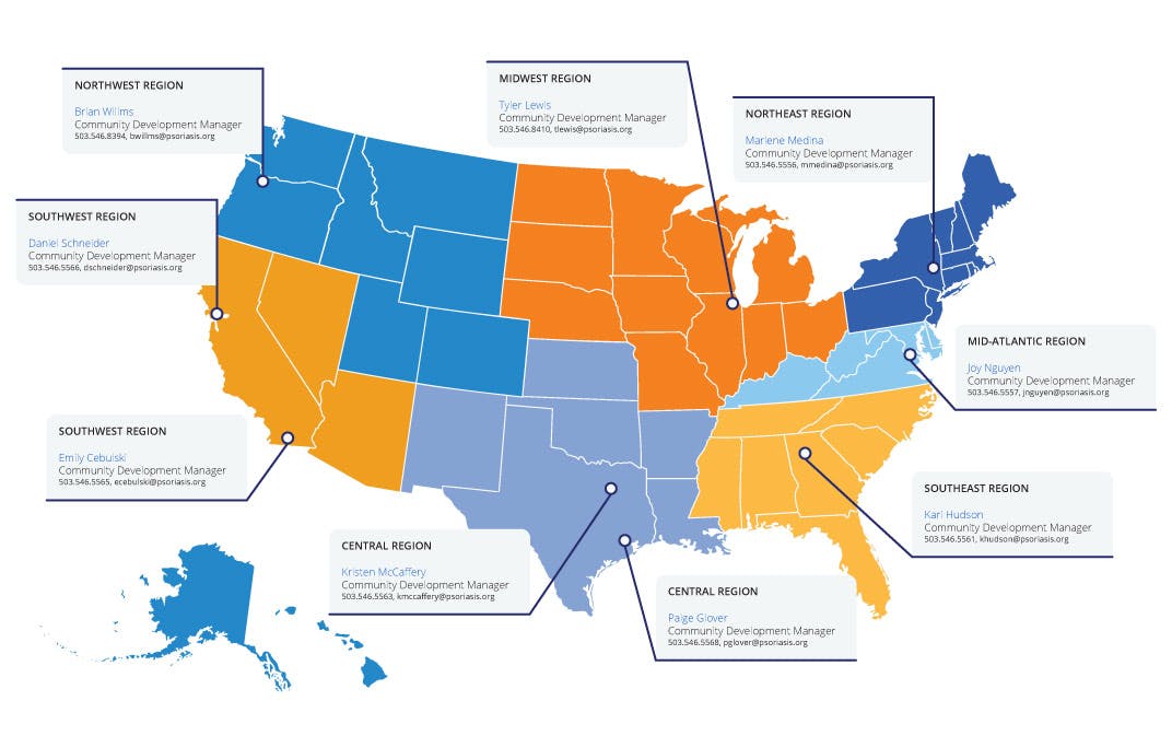 Map of the United States with NPF Regions in different colors.