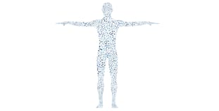 A graphic of a body made up of interconnected dots.