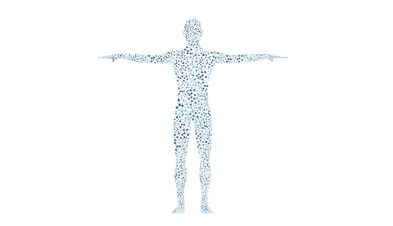 A graphic of a body made up of interconnected dots.