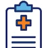 Icon illustration of a doctor's clipboard.