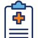 Icon illustration of a doctor's clipboard.
