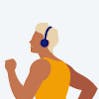 Graphic of a runner with headphones on.