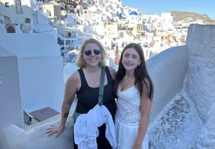 Jenn Bomberger and her daughter in Greece.