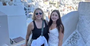 Jenn Bomberger and her daughter in Greece.