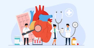 Graphic of doctors looking at a heart.