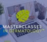 Masterclasses in Dermatology logo overlaid an image of a doctor on a laptop.