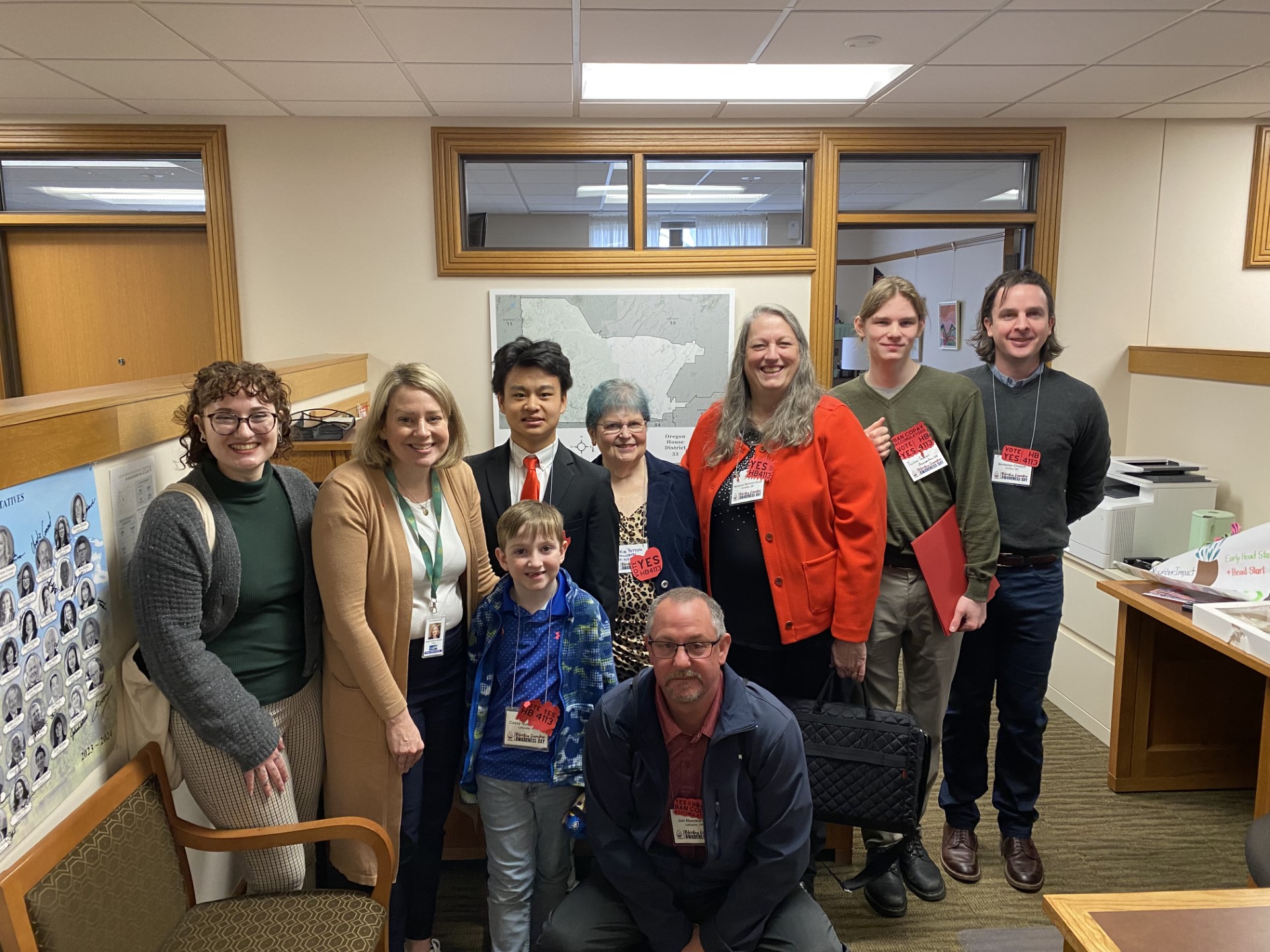 Lucy joined the Pacific Northwest Bleeding Disorders group at the Salem capitol to advocate for HB 4113. Pictured second from left is our sponsor of the bill, Representative Levy.