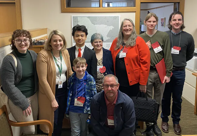Lucy joined the Pacific Northwest Bleeding Disorders group at the Salem capitol to advocate for HB 4113. Pictured second from left is our sponsor of the bill, Representative Levy.