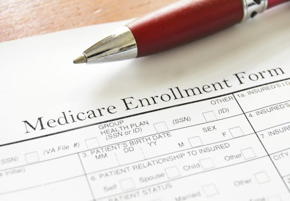 Close up photo of a Medicare Enrollment Form.