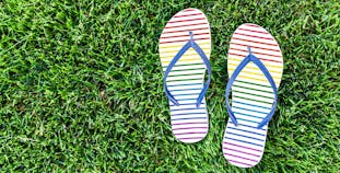 Flip-flops on grass.