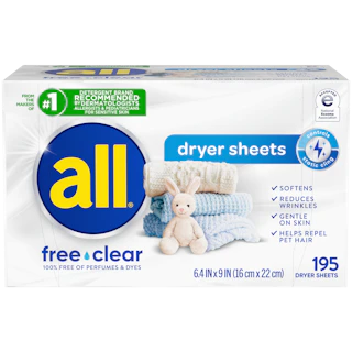 all® free clear dryer sheets